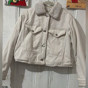Universal Thread Cream Jean Jacket with Sherpa Collar